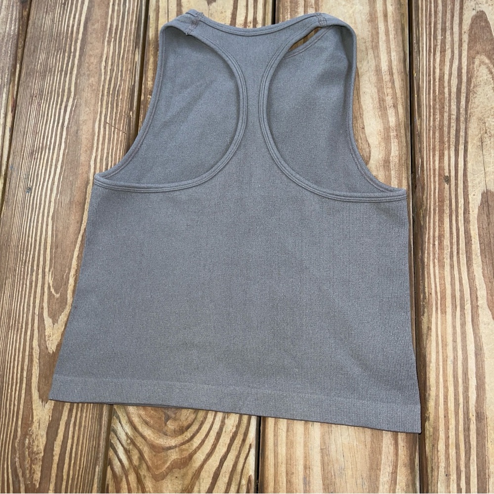 Free People Intimately Gray Ribbed High Neck Racerback Tank Size S - Picture 4 of 5